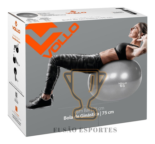 Imagem 1 de 5 de Bola Suíça De Ginástica Fisioterapia Yoga 65cm Vollo Bomba