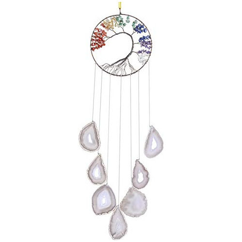 7 Chakra Tree Of Life Agate Slices Wind Chimes Hanging ...