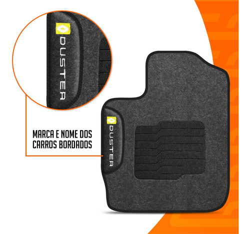 Jogo Tapetes Carpete Duster 16 A 18 Grafite 5 Peças Com Logo