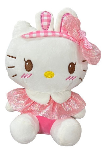 Peluche Hello Kitty Rosa Con Orejas De Conejo 28 Cm