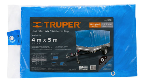 Lona Azul Reforzada De 4 X 5 M, Truper 15372