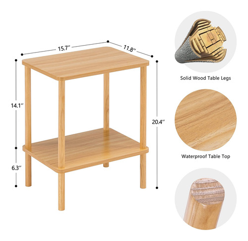 Mesa Auxiliar De 2 Niveles Con Estante - Diseño Bohemia Y Fá