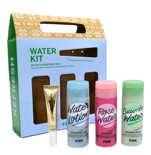  Kit Victorias Secret Pink Water Hydration Trio Fragrância Water Kit