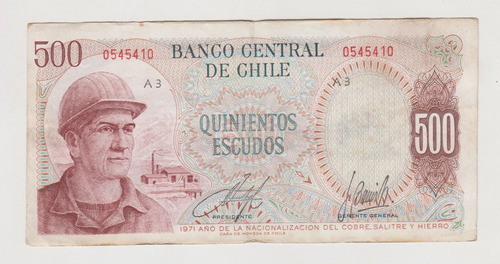 Billete Chile 500 Escudos Minero A3 (c85)