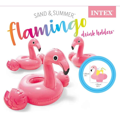 Kit Portavasos Flamingo Inflable Portabebida Mini Salvavidas