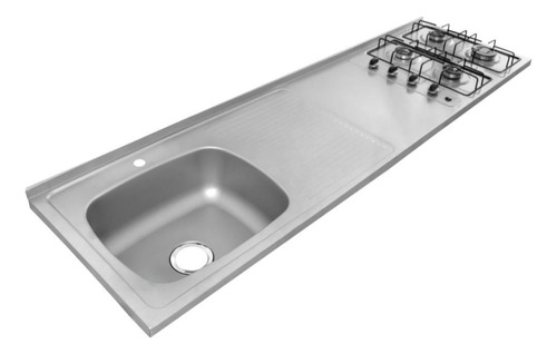 Mesón Acero Inox, Marca  North Cuatro Quemadores 180 X 50