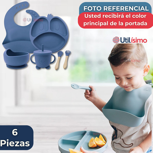 Set Alimentación Silicona Bebé 6 Piezas De Forma Libre Bpa