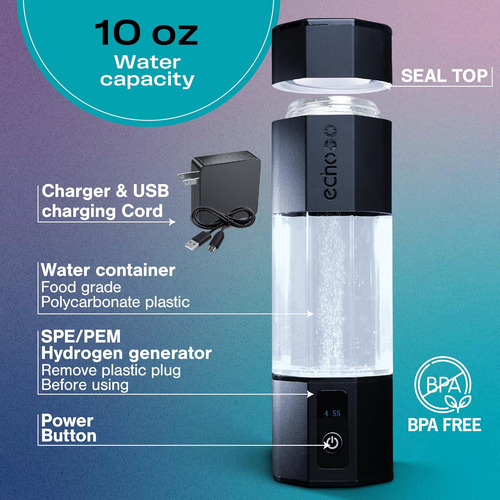 Botella De Agua De Hidrógeno Echo Go+ Ionizador De Agua De Y