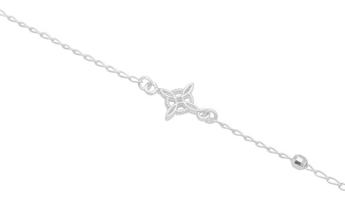 Pulsera Nudo De Bruja Bola Facetada Cristal Mujer Plata 925 Negro 18 Cm