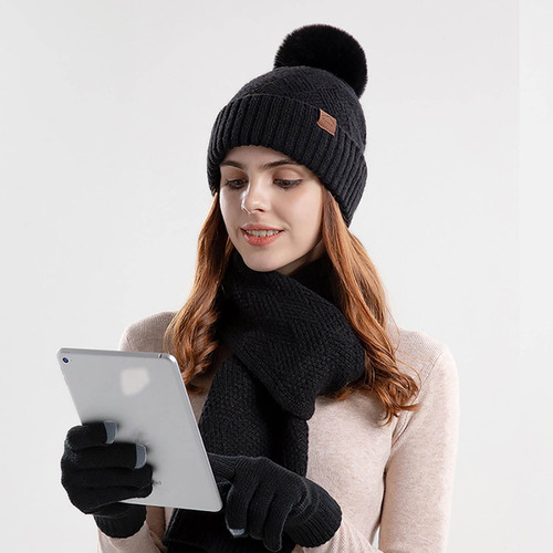 Gorro De Lana Y Para Mujer E Invierno, Bufanda Cálida, Guant