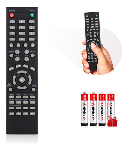 Control Remoto Compatible Con Polaroid Pantalla Led Tv PTV3215LED VTV23615 Incluye 4 Pilas AAA Divitech®