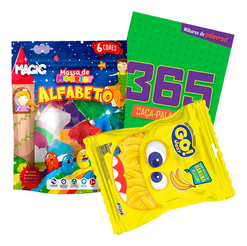 Kit Infantil 365 Caça Palavras + Massinha + Go Jelly Banana