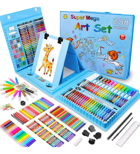 208 Kit De Colores Set De Dibujo Arte Maletín Portátil Acríl