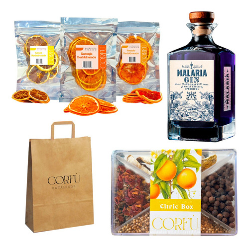 Kit Gin Regalo Botánicos Corfú + Malaria Gin + Cítricos