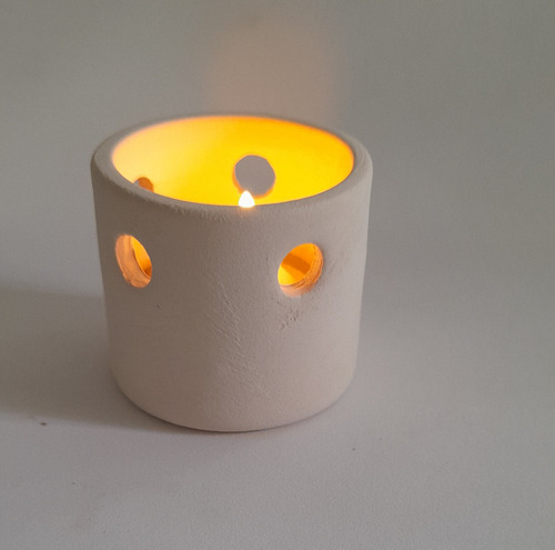 Fanal Porta Velas Cerámica Bizcocho Cilindro N°5