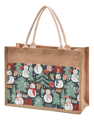 Lindo Muñeco Nieve Bolsa Regalo Invierno Asa Reutilizable