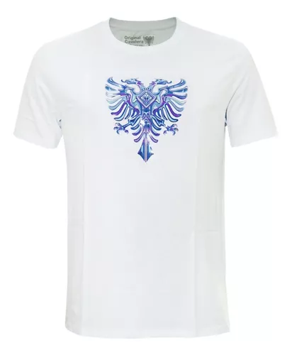 Camiseta Cavalera Águia Branco Amarelo Masculina Original