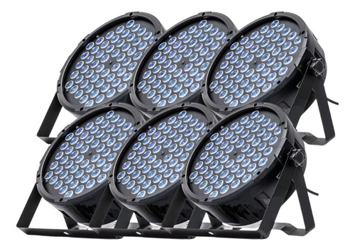 6 Refletor Led Par 64 60 Leds Cree De 3w Tri-led Slim