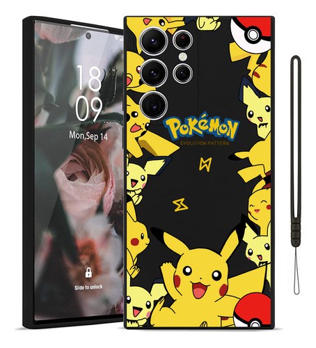 Funda Para Samsung Galaxy De Líquida Carcasa Pikachu +correa