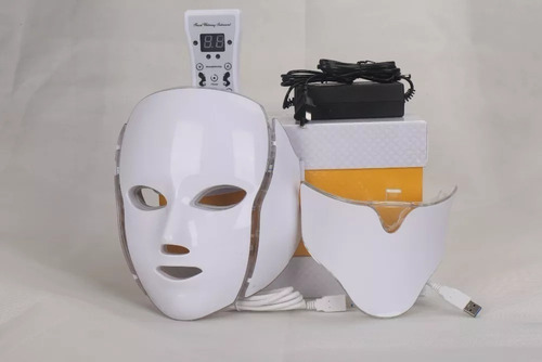 Imagen 8 de 10 de Mascara Led Facial + Cuello 7 Arrugas Anti Age Rosacea Acne