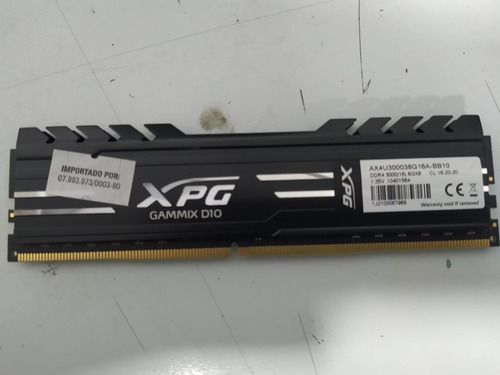 Memória Ram Gammix D10 8gb 1x8gb Xpg Ax4u300038g16a-sb10 (Usado)
