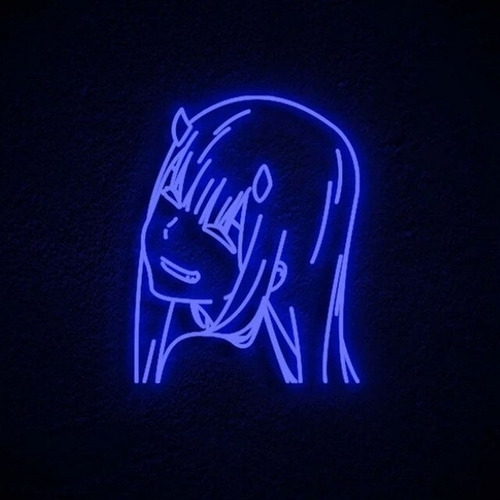 Letrero Led Neon Zero Two Silueta Anime 43x55 Azul Luminoso