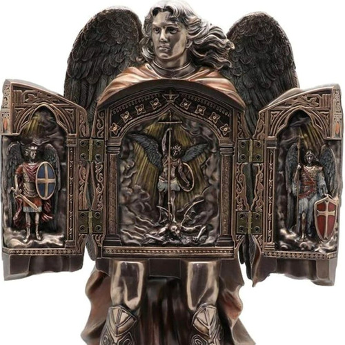 San Miguel Arcángel Con Tríptico Figura Gabriel Y Rafael