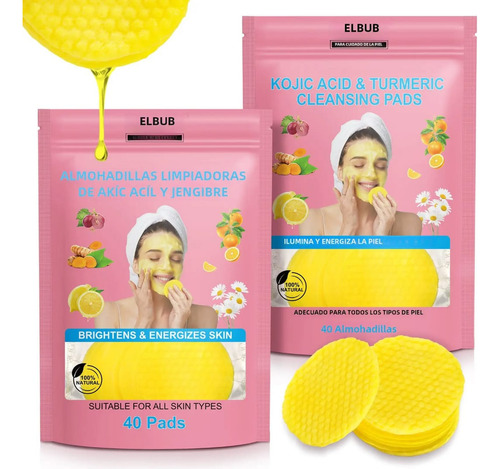 40 Almohadillas Desmaquillantes + Vitaminas Natural Cúrcuma