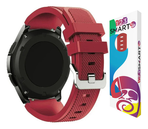 Pulseira De Silicone Fivela Prata Marca 123smart 22mm Compativel Com Samsung Galaxy Watch 46mm R800 Gear S3 Classic Frontier Galaxy Watch 3 45mm Gear 2 Hitwear Psw02pm Gt 2 Gt 3 Gt 4 46mm - Vermelho