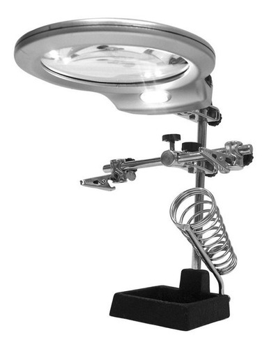 Lupa Soporte De Hierro Con Luz Led Y Pinzas - Zd-10mb