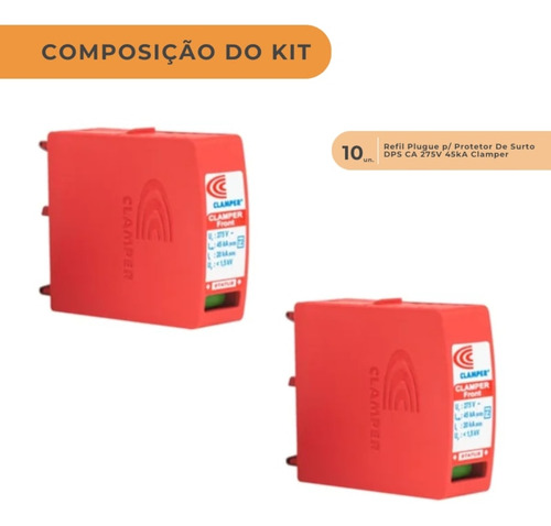 Kit 10 Unidades Refil Plugue Dps Ca 275v 45ka Clamper