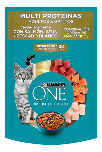 Alimento Húmedo Gatos Purina One Salmón Atún & Pescado 72pzs