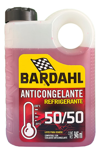 Anticongelante Bardahl Listo Para Usarse 50/50 Rojo 946ml Rojo