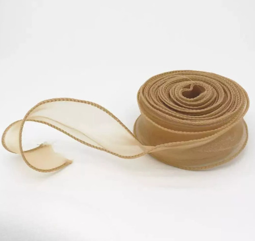 Rollo X2u Cinta Organza 4m Traslucida Cod. 3117 Dorado Oscuro