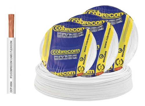 Cabo Elétrico Branco Fio Fase Para Luz 1,5mm 50 Metros