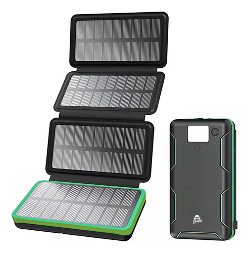 Power Bank Bateria Solar 20,000mah Panel Solar Plegable Color Verde