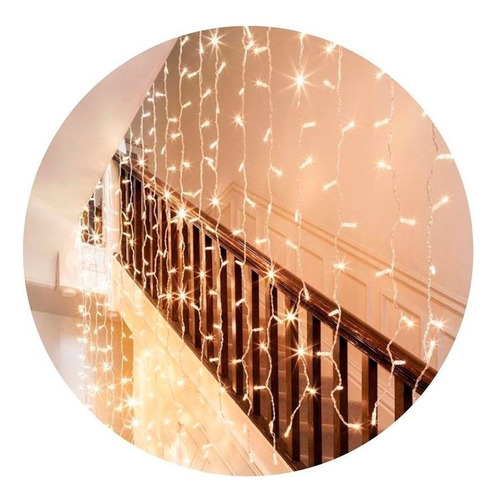 Imagen 3 de 6 de Cortina Luces Led Calidas Con Enchufe 220v 3 X 0,50 Mts