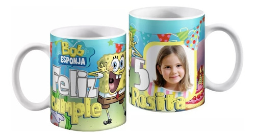12 Tazas Personalizadas Bob Esponja Recuerdo Cumpleaños