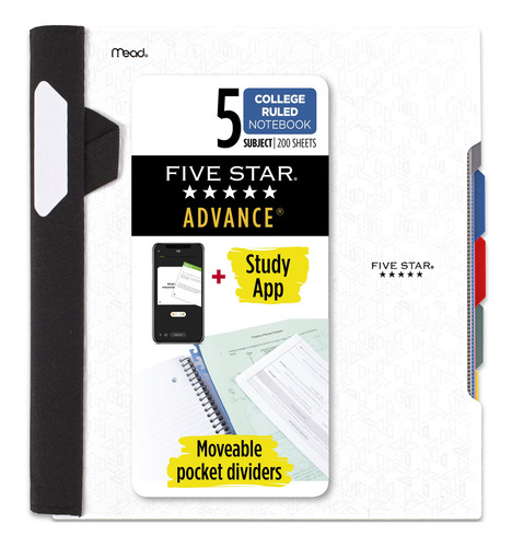 Cuaderno Advance Profesional Five Star 200 Hojas 5 Materias Color Blanco