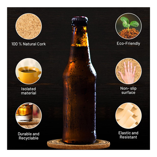 Posavasos De Corcho Para Bebidas Absorbentes - Juego De 14 P