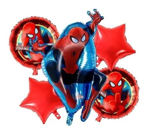 Kit De 5 Globos Metálicos De Spider-man