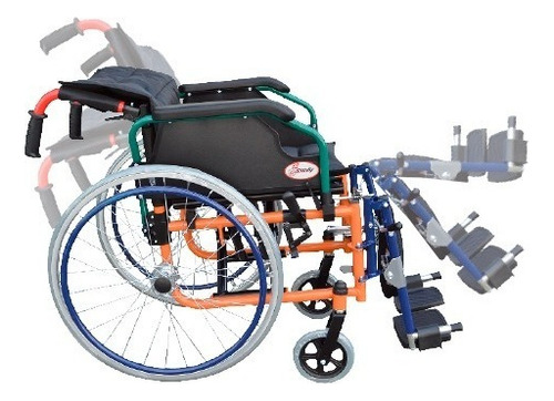 Silla De Ruedas Infantil Con Elevapiernas Desmontable Plegable