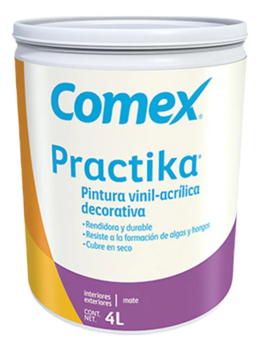 Galón Pintura Vinílica Practika Comex 4 Litros Blanco Mate