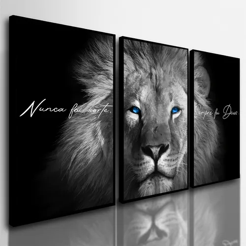 comprar Quadros Decorativos Leão Juda Nunca Foi Sorte 122x60 Sala Hd