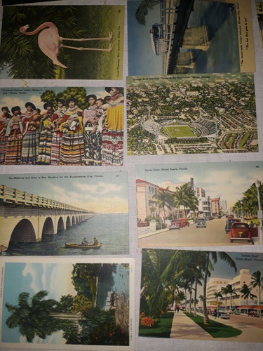 Postales Antiguas Miami Lote 17 Unidades