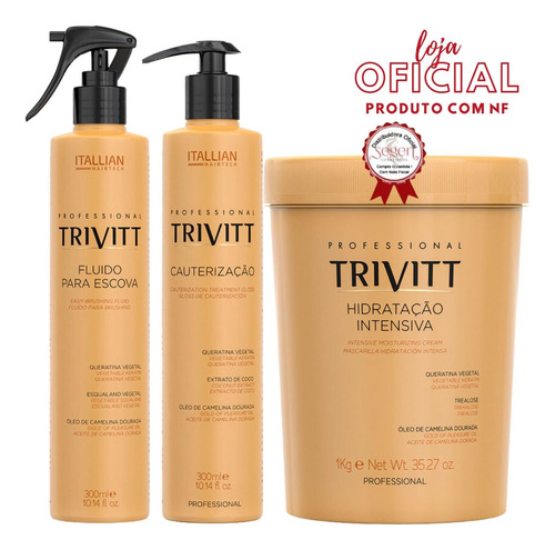 Cauterização Trivitt + Máscara 1kg + Fluido P/ Escova + Nf-e