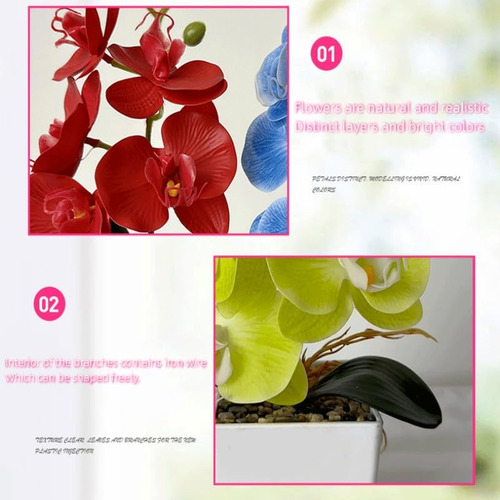 Xizhi Paquete De 2 Flores De Orquídeas Artificiales Con Jarr