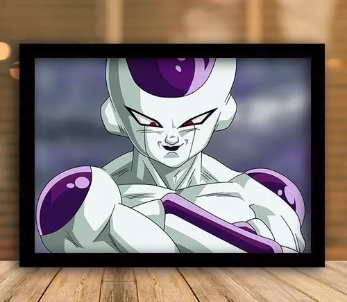 Quadro Decorativo Dragon Ball Freeza Desenho Com Moldura