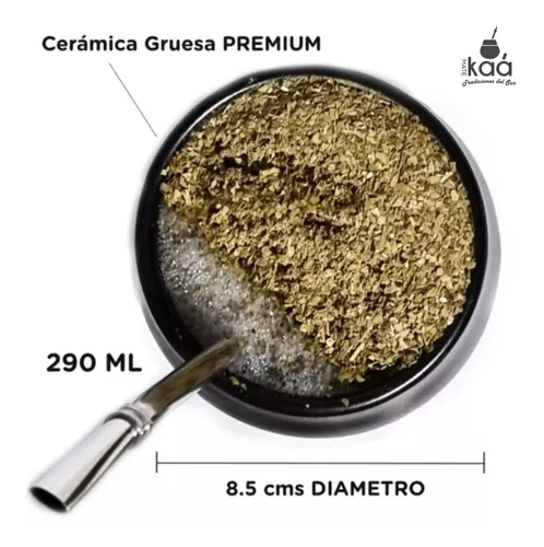 Mate Argentino Bombilla Te Yerba Mate Hierba Negro