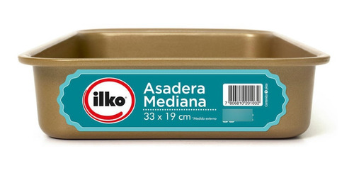 Imagen 2 de 10 de Molde Asadera 33 X 19 Cm. Antiadherente Dorado Ilko